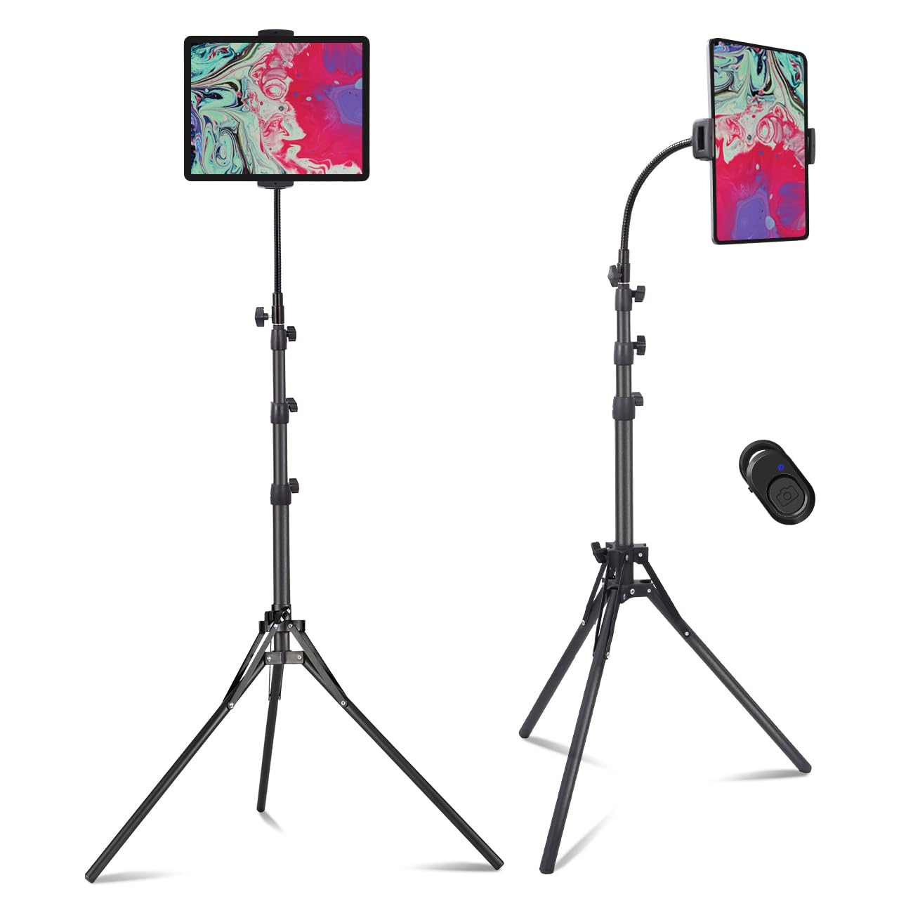 Lusweimi Adjustable Ipad Tripod Stand, 72' Floor Stand With 360 Rotating Gooseneck, Compatible With Ipad Pro 12.9, Iphone And 4.7 12.9' Tablets