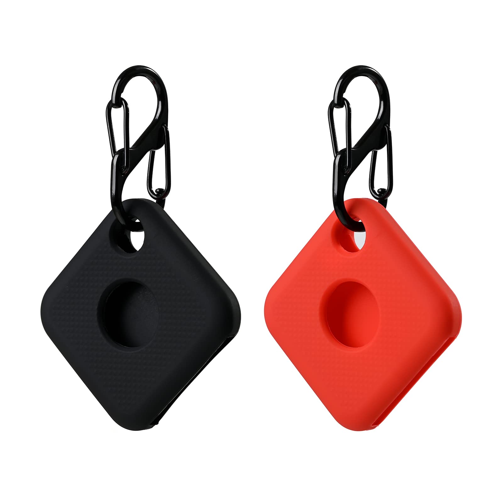 Silicone Case For Tile Pro 2020 & 2018 With Keychains, 2 Pack Anti Scratch Protective Cover With Carabiner (Black/Red)