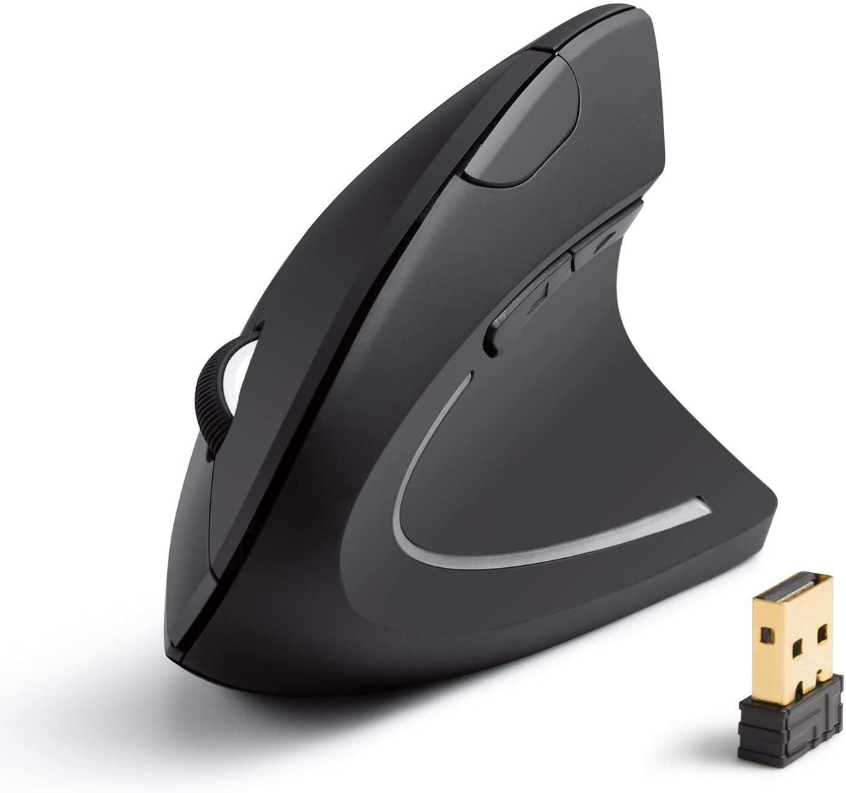 Anker 2.4G Wireless Vertical Ergonomic Optical Mouse, 800 / 1200 /1600 Dpi, 5 Buttons For Laptop, Desktop, Pc, Macbook   Black