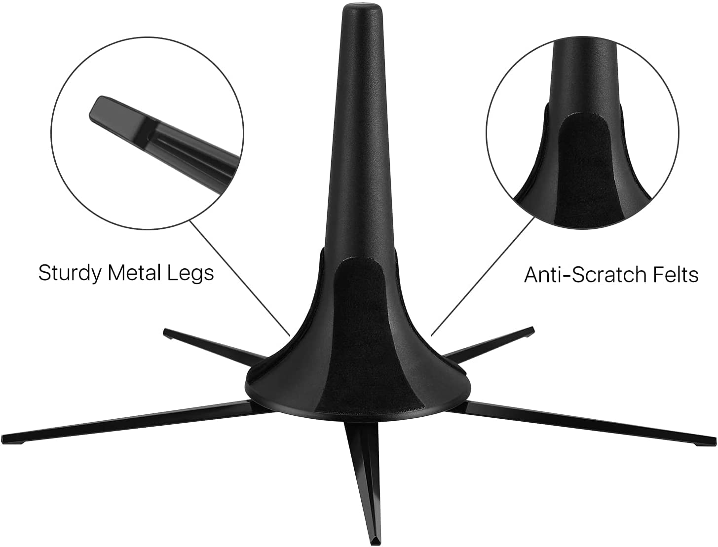 Jiayouy Portable Trumpet Stand Holder Metal 5 Leg Holder Stand Foldable Wind Instrument Accessory Black
