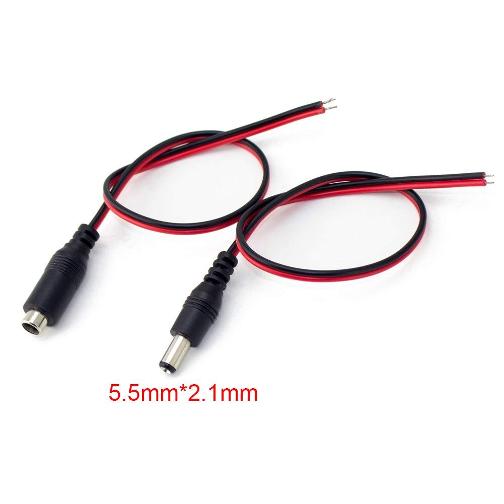 Centropower 12V 5A Dc Pigtail Power Cord (Real 18Awg), W/Male Female Barrel Plug Connector Cable For Cctv Security Camera   10 Pairs Of 5.5Mm X 2.1Mm Power Adapter Connectors