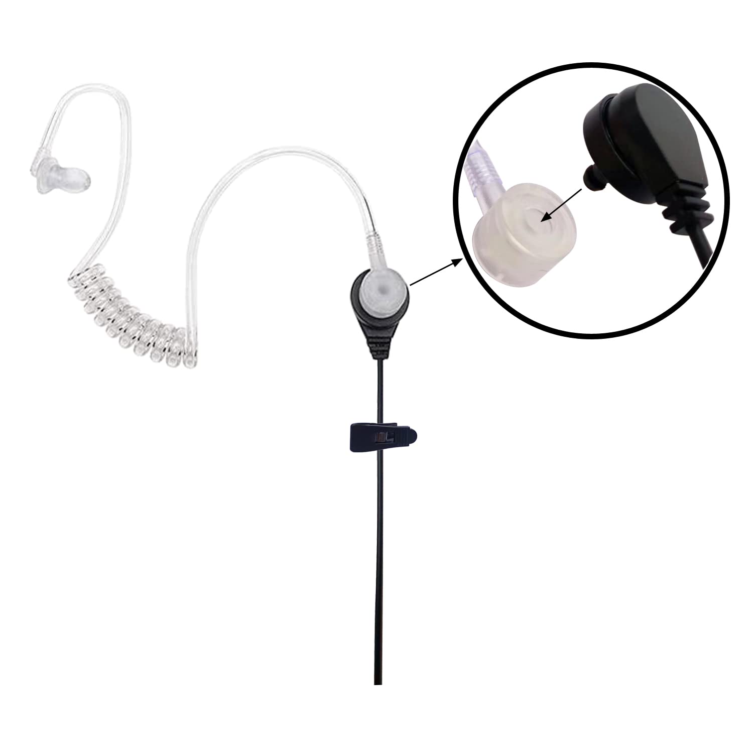 Lixin Two Way Radio Earpiece, Walkie Talkie Headset,Transparent Security Headphonescompatible Midland Avph3,For Midland Walkie Talkie With Ptt/Vox  Black (Pair)