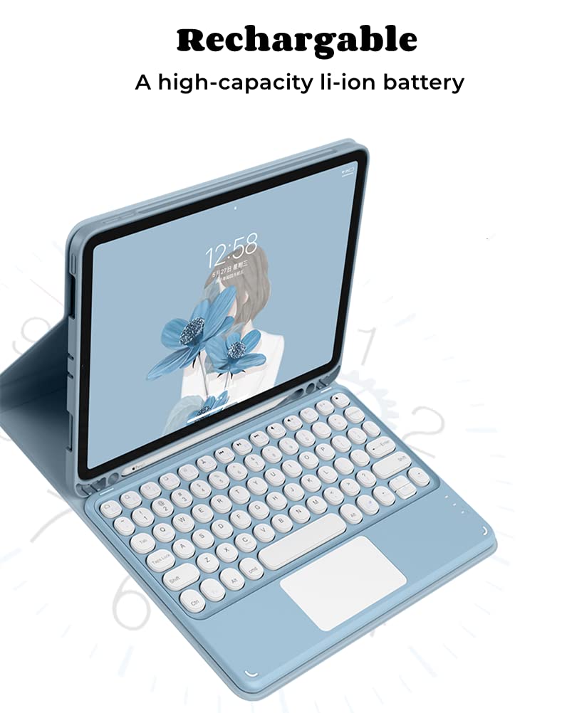 Anmengxinling Keyboard Case For Ipad 9.7 Inch 5Th/6Th Generation, Touchpad Detachable Keyboard With Pencil Holder,Slim Leather F