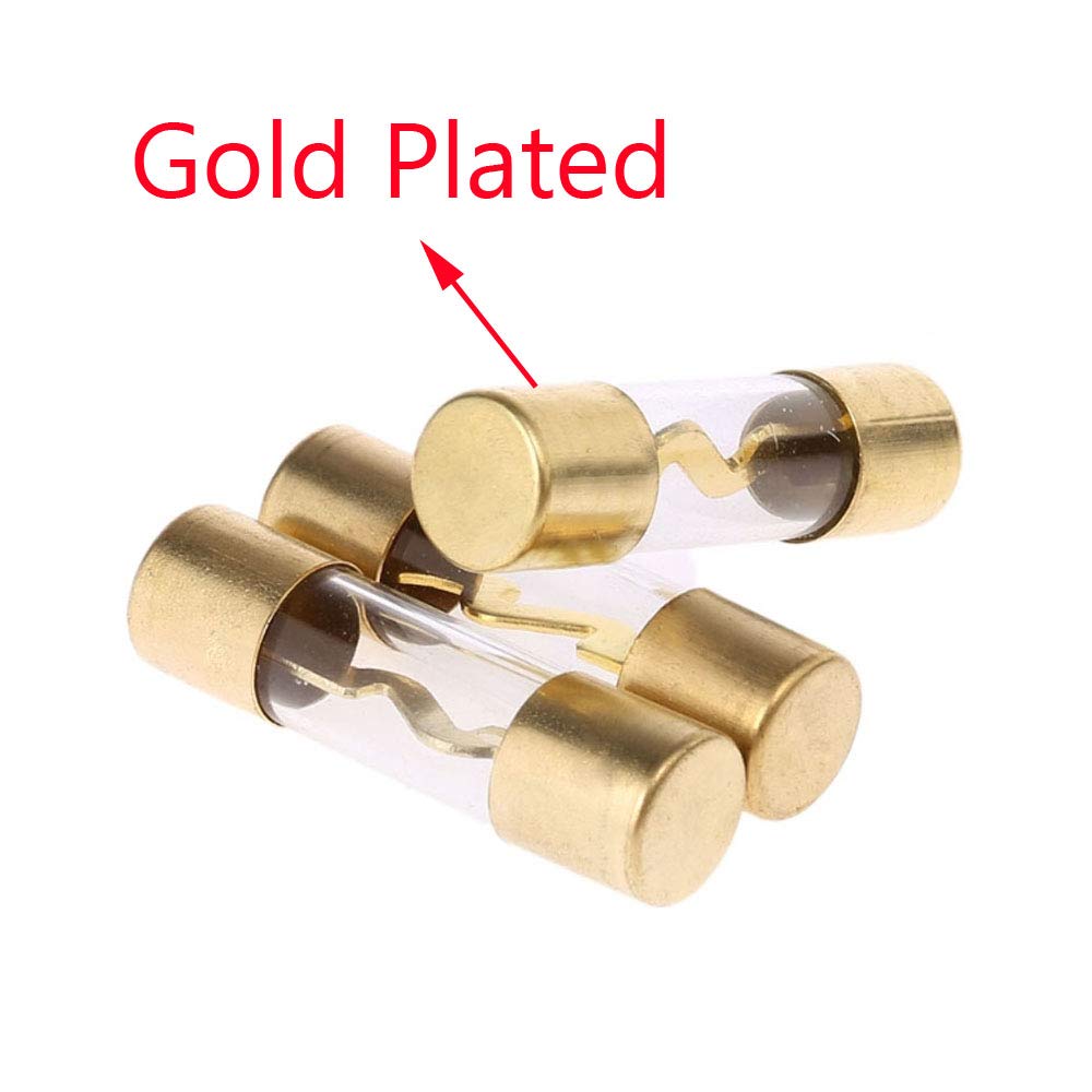 Etopars 5 X 40A Agu Fuse, Transparent Glass Tube, Gold Plated Cap, Metal Internal Material, 12V Car Power Safety
