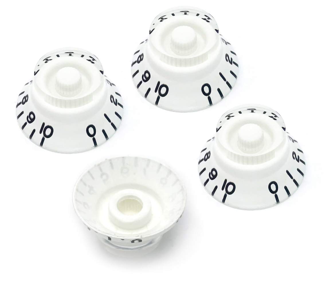 Vintage Forge White Top Hat Bell Knobs Compatible With Gibson Les Paul Electric Guitar (Set Of 4) Fits 24 Fine Spline Usa (Imper