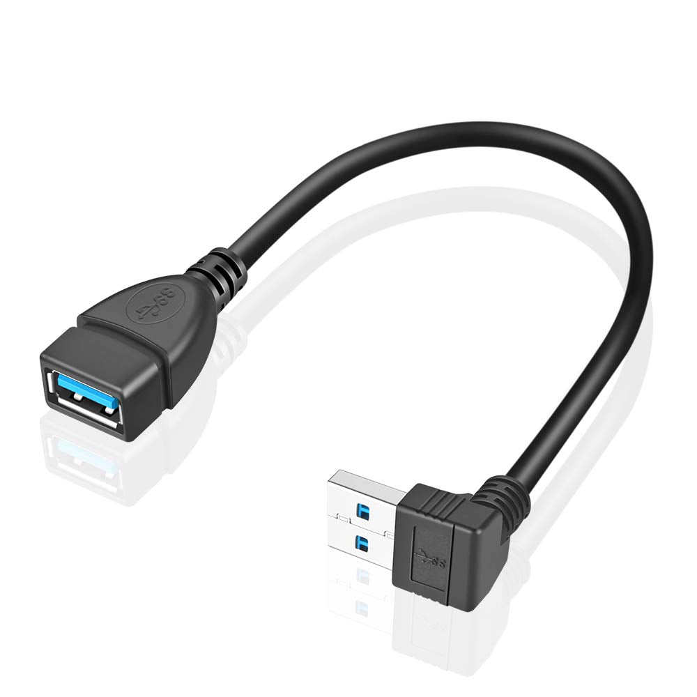 Urwoow 2 Pack Superspeed Usb 3.0 Angle Male To Female Extension Cable 6 Inch Convertor Adapter Extender Cord Up Angle And Down A