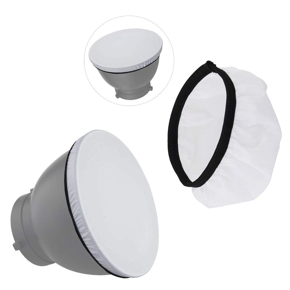 Fotoconic 7'' Standard Reflector With 20, 40, 60 Degree Honeycomb Grid & Diffuser Sock For Bowens Mount Studio Strobe Flash Ligh