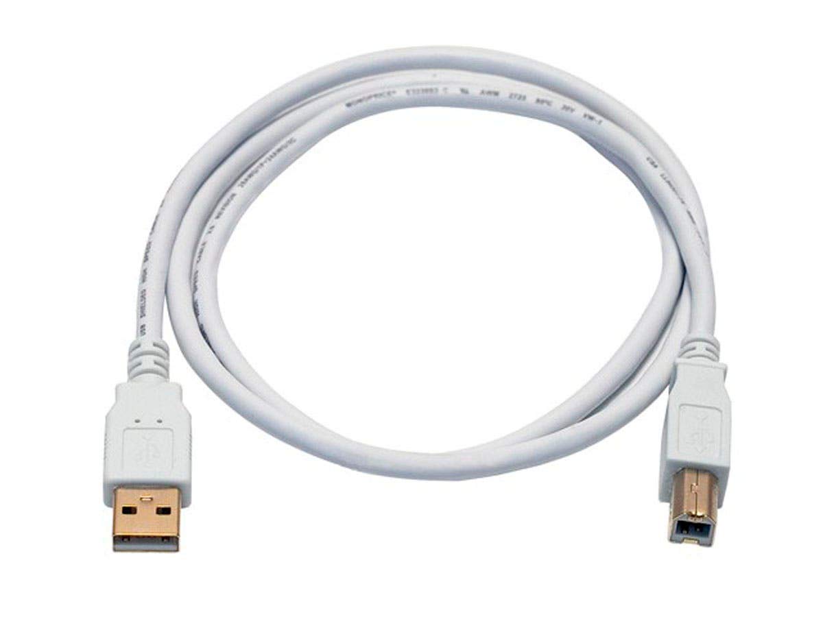 Monoprice Usb Type A To Usb Type B 2.0 Cable   Gold Plated, 28/24Awg, 3 Feet, White