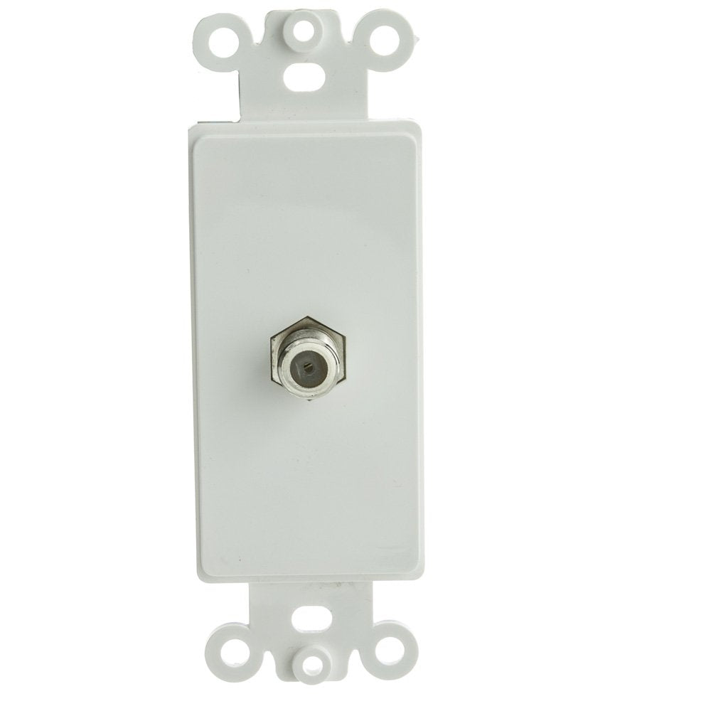 Decora Wall Plate Insert, White, F Pin Coaxial Coupler, F Pin Female