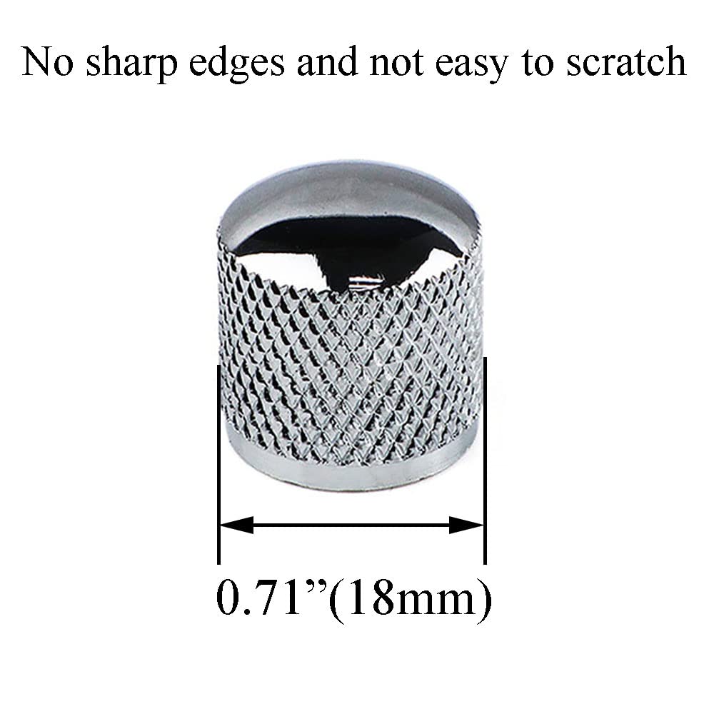 Hahiyo Chrome Electric Guitar Brass Dome Knobs Volume Tone Speed Control Make Loud Bass Screw Type Metal Good Grip Knurled Easy