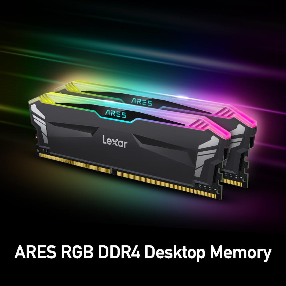 Lexar 16Gb (2X8Gb) Ares Rgb Ddr4 Ram 3600Mt/S Cl18 1.35V Desktop Memory, Compatible With Intel Xmp 2.0 And Amd Ryzen, Black (Ld4