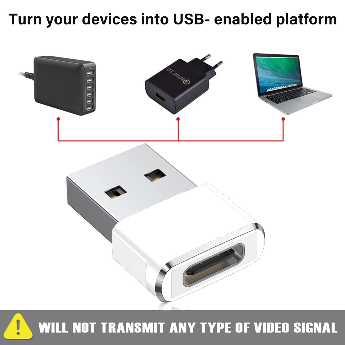 Basesailor USB to USB C Adapter 4 Pack,Type C Female to USB A Male Charger Cable Converter for iPhone 16 15 14 13 12 Pro Max Plus,Apple Watch 10,iPad 8 9 Air 5 6,Airpods 4,Samsung Galaxy S24 A54 Ultra
