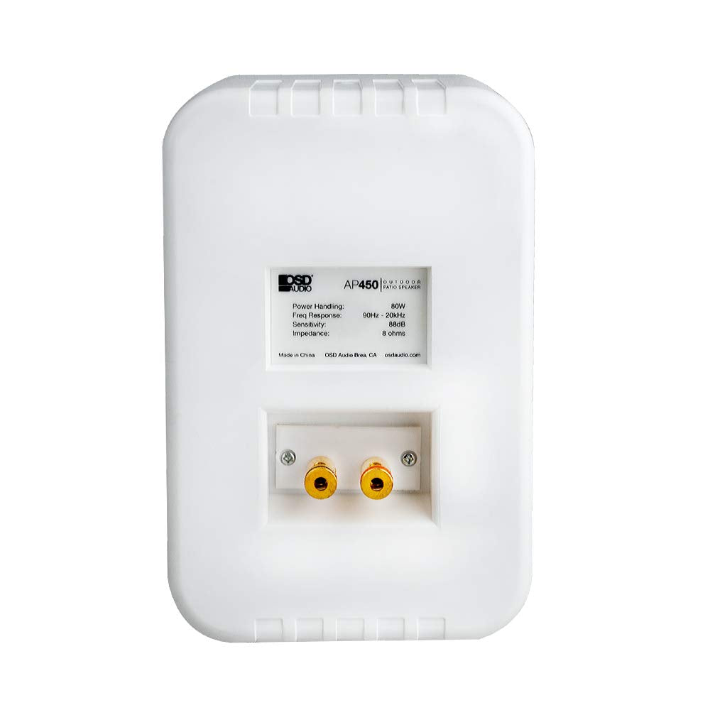 OSD 4' Outdoor Patio Speaker Pair 80W, IP54 Weather Resistant, Aluminum White AP450