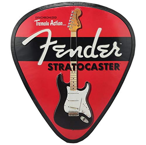 Fender Stratocaster Guitar Pick Metal Sign   Vintage Wall Art For Music Room, Bedroom Or Man Cave
