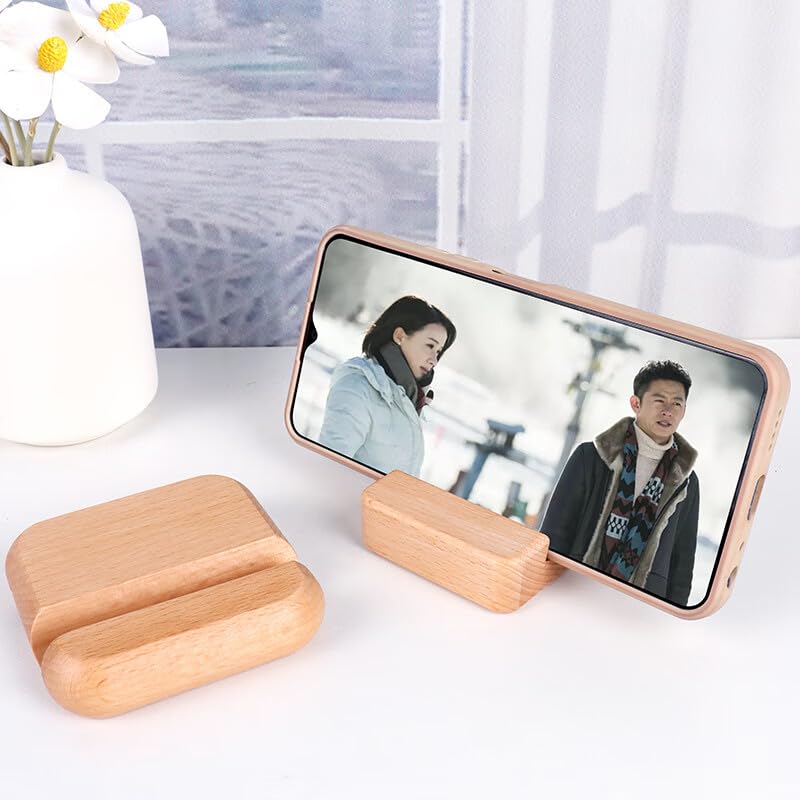 Lucentis Wood Phone Stand, 2 X 8 X 8 Cm, Wooden Phone Holder (Beech Wood, Round Shape, Single Slot)