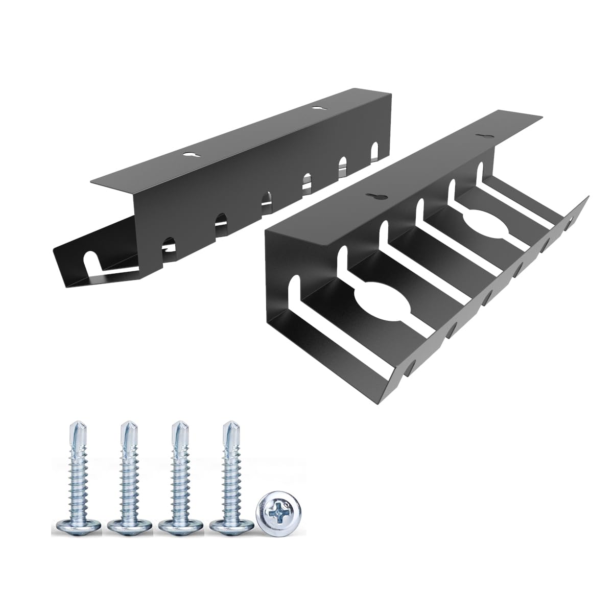 Qiaoyoubang 2 Pcs Of Cable Management Under Desk For Easy Mounting Metal Under Desk Cable Organizer For Office, Home Cable Tray