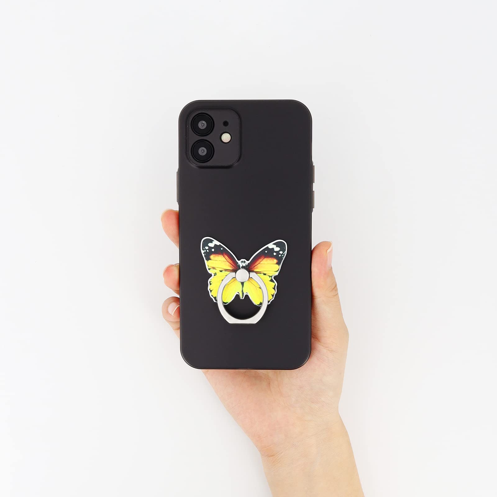 Lamignonne Butterfly Cell Phone Ring Holder Finger Ring Grip Stand 360 Rotation 180 Flip Universal Kickstand Compatible With All