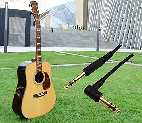 Qaoquda 1/4 Inch Guitar Instrument Cable, 6Ft 90 Degree Angle 6.35Mm Trs Jack Male To 1/4 Inch Trs Male Stereo Speaker Audio Cab
