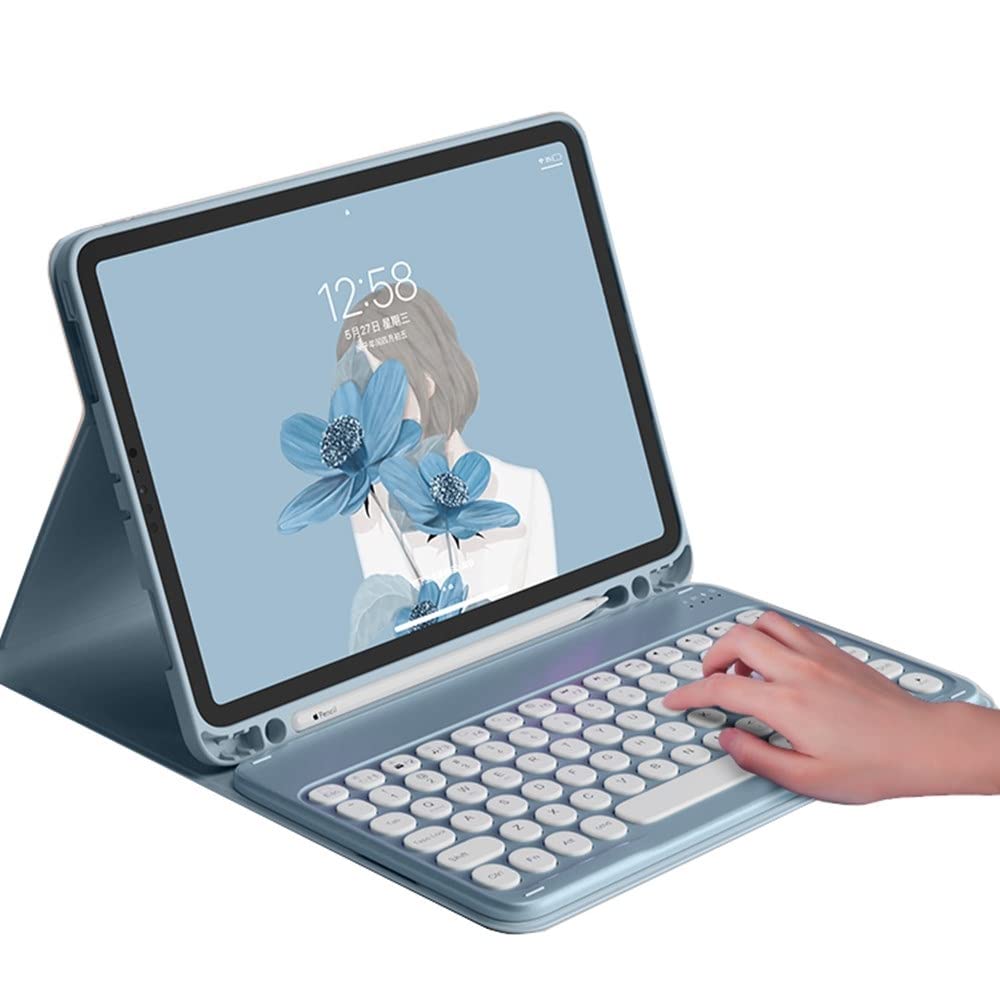 HENGHUI iPad Pro 11 inch 2022 2021 2020 Keyboard Case Cute Round Key Color Keyboard Wireless Detachable BT Keyboard Cover for iP