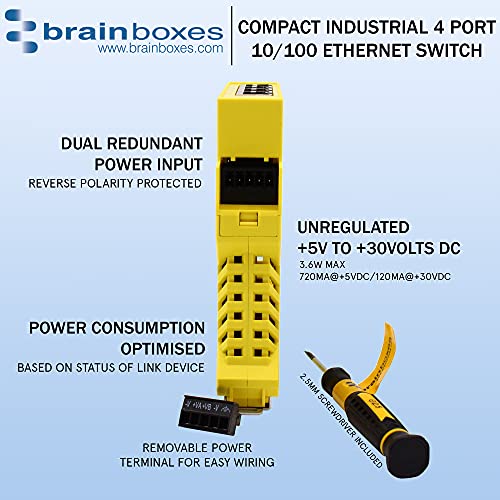 Brainboxes Switch   4 Ports   Din Rail Mountable (Sw 504)