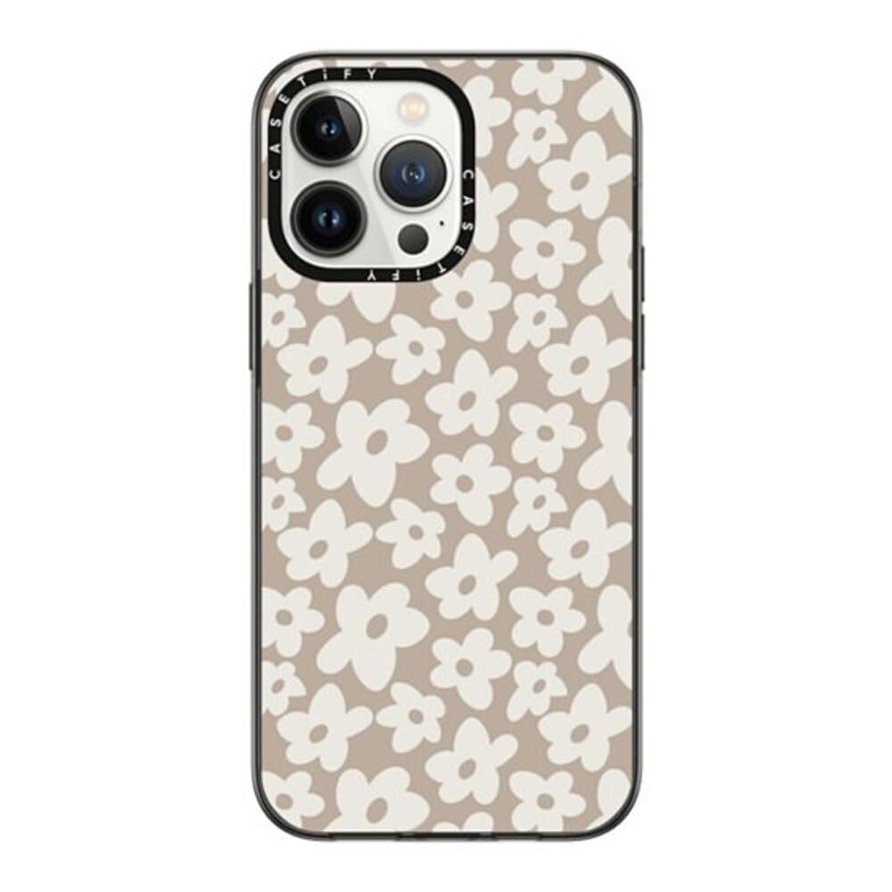 Casetify Compact Iphone 14 Pro Max Case [2X Military Grade Drop Tested / 4Ft Drop Protection]   Natural Flower   Clear Black