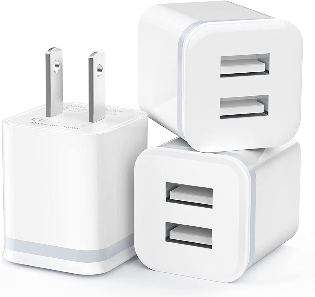 Usb Wall Charger, Luoatip 3 Pack 2.1A 5V Dual Port Cube Power Adapter Plug Block Charging Box Brick For Iphone 13 12 11 Pro Max Se Xs Xr X 8 7 6 6S Plus, Galaxy, Lg, Moto, Android Phones