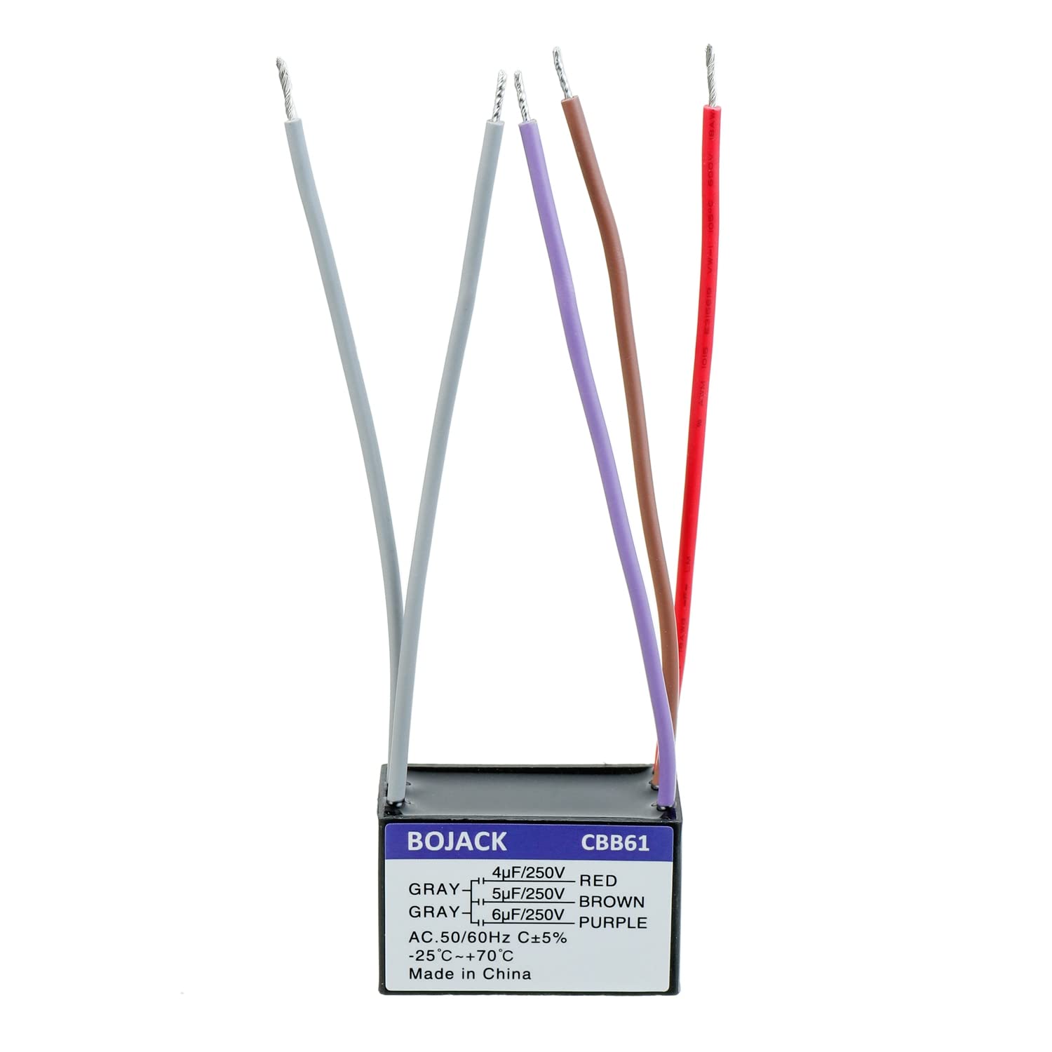 Bojack Cbb61 4Uf+5Uf+6Uf 250V Ac Ceiling Fan Starting Capacitor For Compatible With Harbor Breeze & New Tech 5 Wire(Pack Of 1 Pc