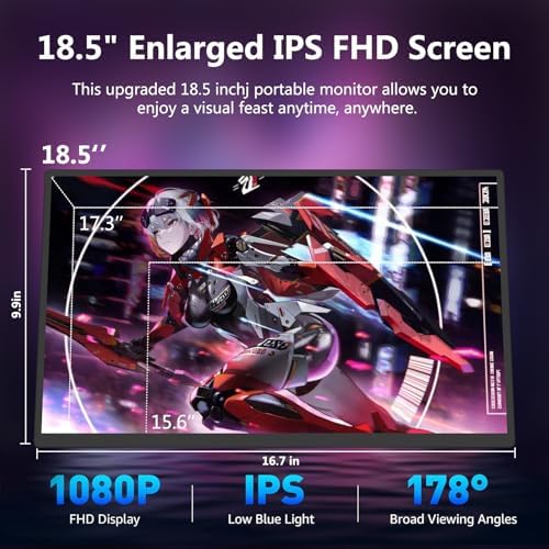 Portable Monitor 18.5 Inch 120 Hz 1080P 100% Srgb Fhd Hdr Usb Hdmi With Vesa Ultra Slim Portable Laptop Office Game Monitor,For