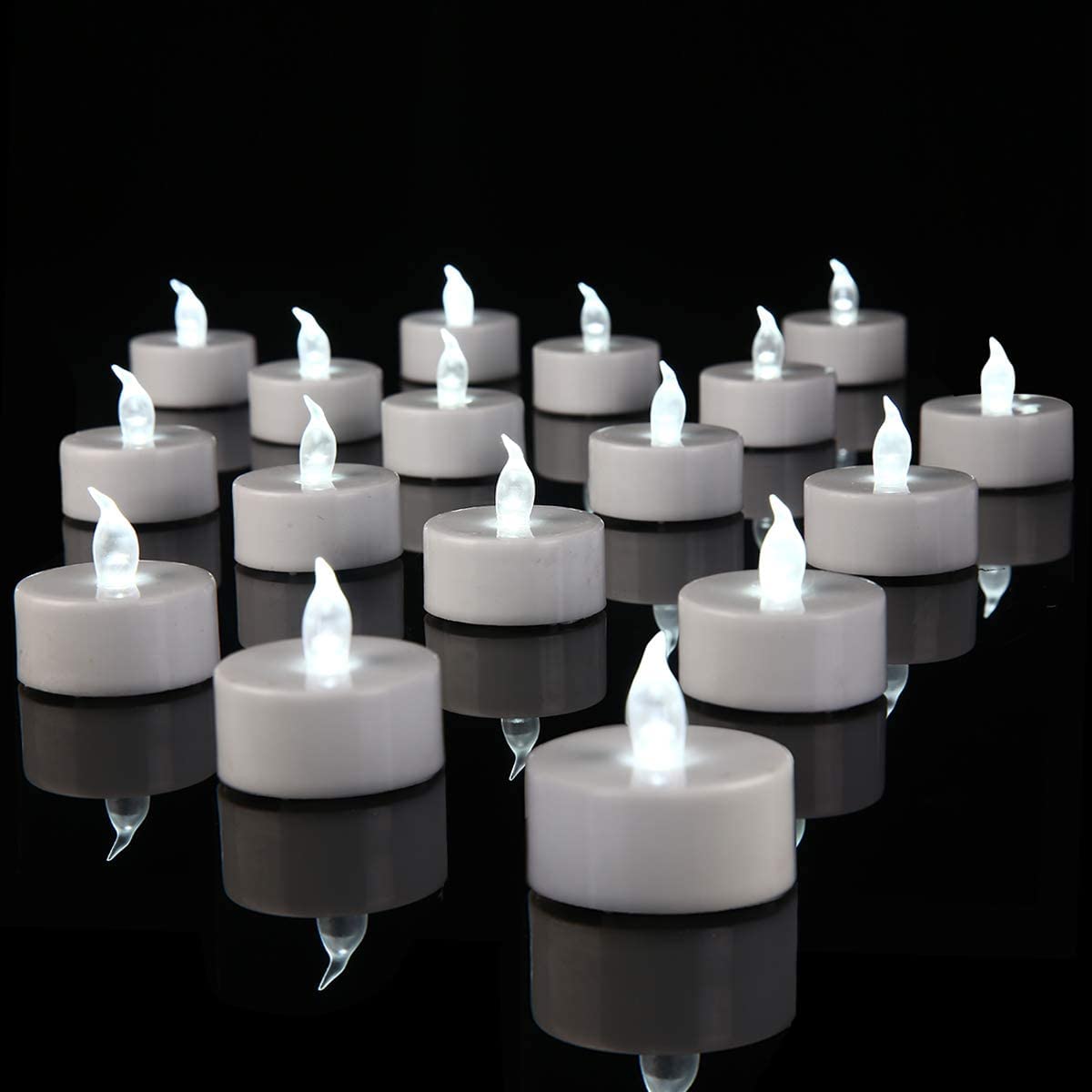 Vetour 24Pcs Flameless Tea Lights Candles Realistic Led Flickering Operated Pumkin Led Tealights Candles Long Lasting Electric F
