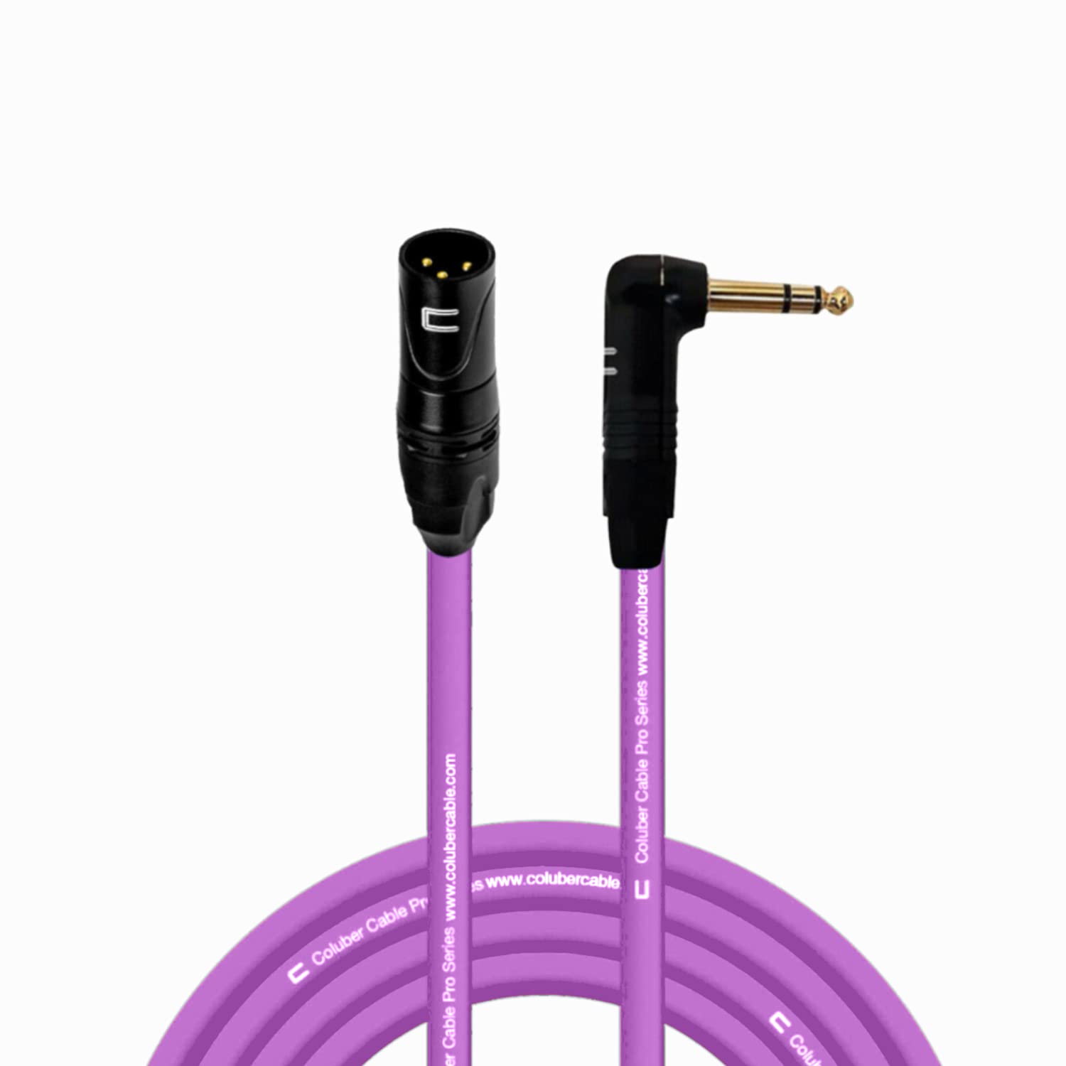 Balanced Xlr Cable Male To Right Angle 1/4'' Trs   10 Feet Purple   Pro 3 Pin Microphone Connector For Powered Speakers, Audio I