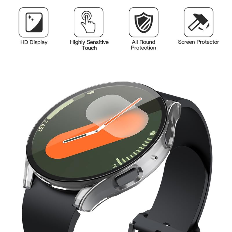 Misxi 2 Pack Hard Pc Screen Protector Case For Samsung Galaxy Watch 7 40Mm, Anti Slip Ultra Thin Scratch Resistant Cover With Te