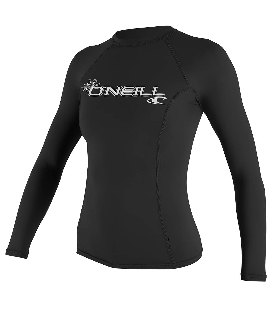 Oneill Uv Sun Protection Womens Basic Skins Long Sleeve Crew Sun Shirt Rash Guard, Black, Small