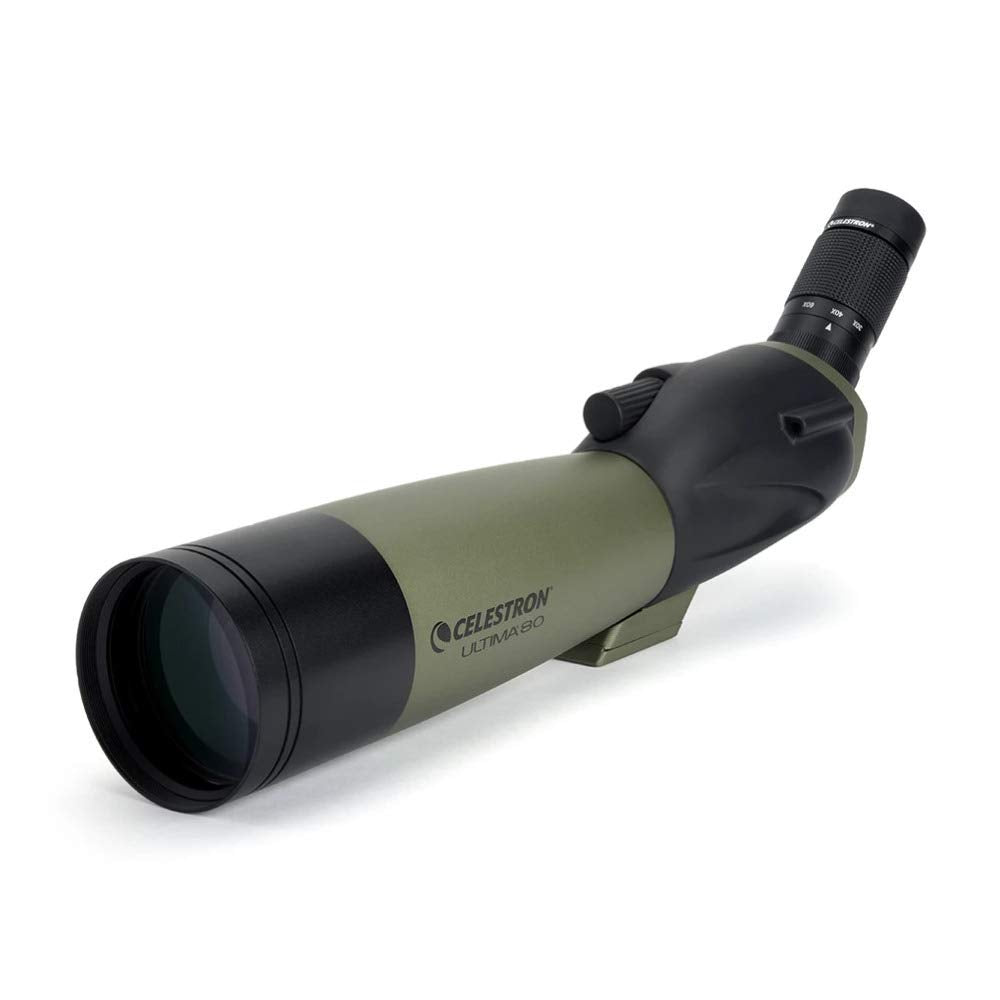 Celestron   Ultima 80 Angled Spotting Scope   20 60X Zoom Eyepiece   Multi Coated Optics For Bird Watching, Wildlife, Scenery An