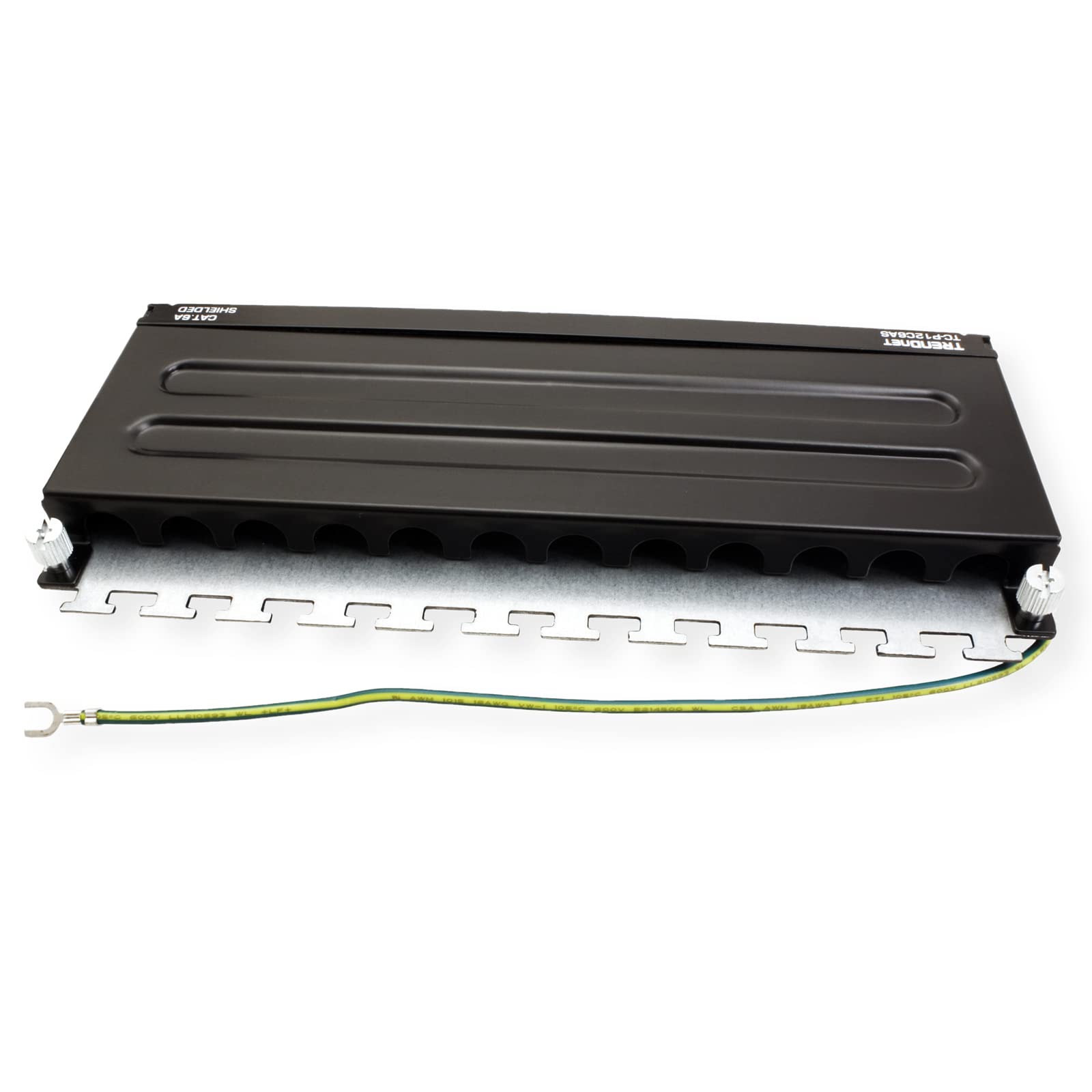 Trendnet 12 Port Cat6A Shielded Patch Panel, 10G Ready, Cat5E,Cat6,Cat6A Compatible, Metal Housing, Color Coded Labeling For T568A And T568B Wiring,Cable Management,Wall Mountable, Black,Tc P12C6As