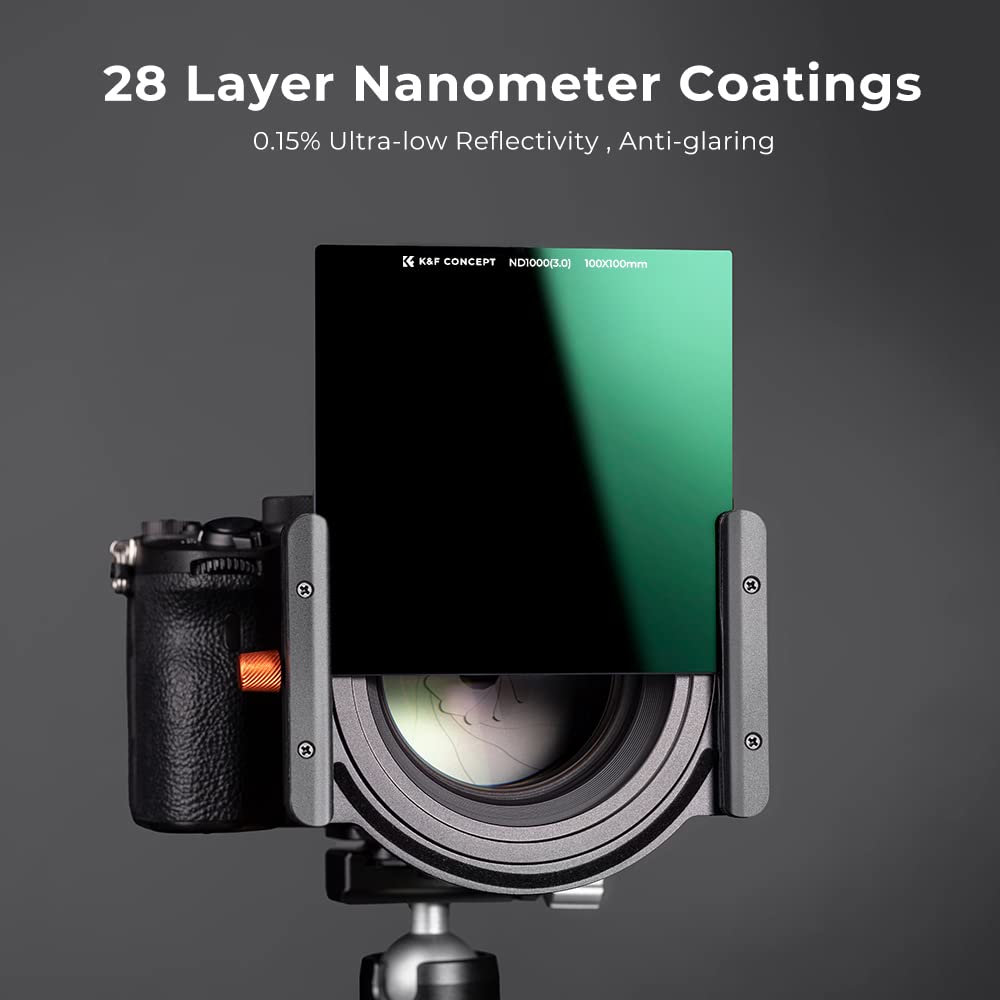 K&F Concept 100 X 100Mm Nd1000 (10 Stop) Square Filter Ultra Slim Hd 28 Multi Layer Coatings Neutral Density Import Agc Optical