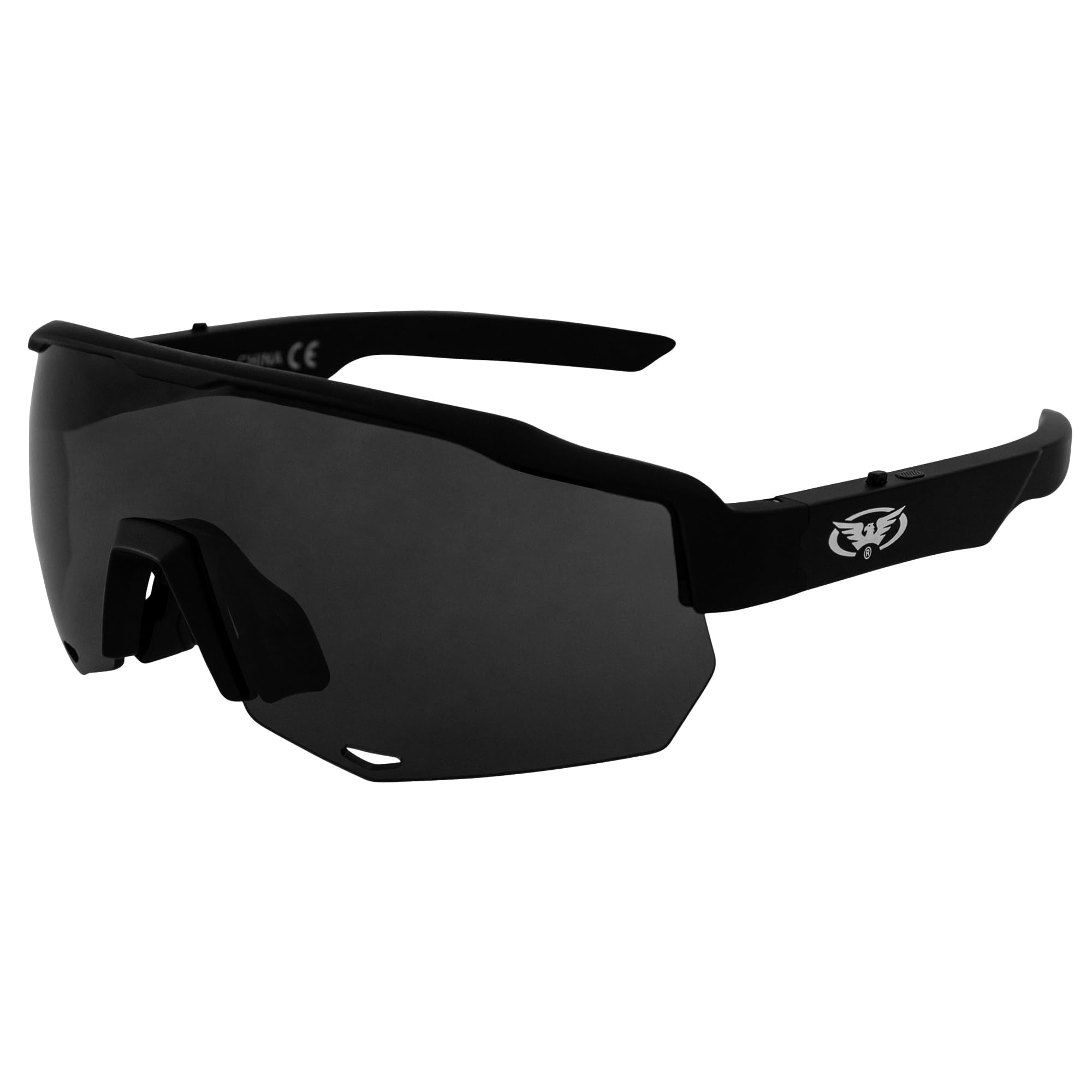 Global Vision Jam 1 Black Cycling Glasses Wireless Bluetooth Safety Glasses ANSI Z87.1 HandsFree Calls & Music W/Hard Case (Smo