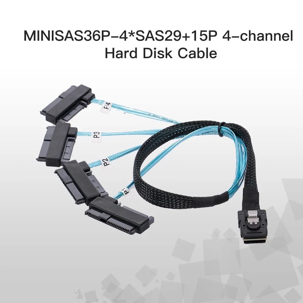 Xiwai Internal 36 Pin Mini Sas Sff 8087 Host To 4 Sff 8482 Target Sas Hard Disk And Sata Power Cable 50Cm