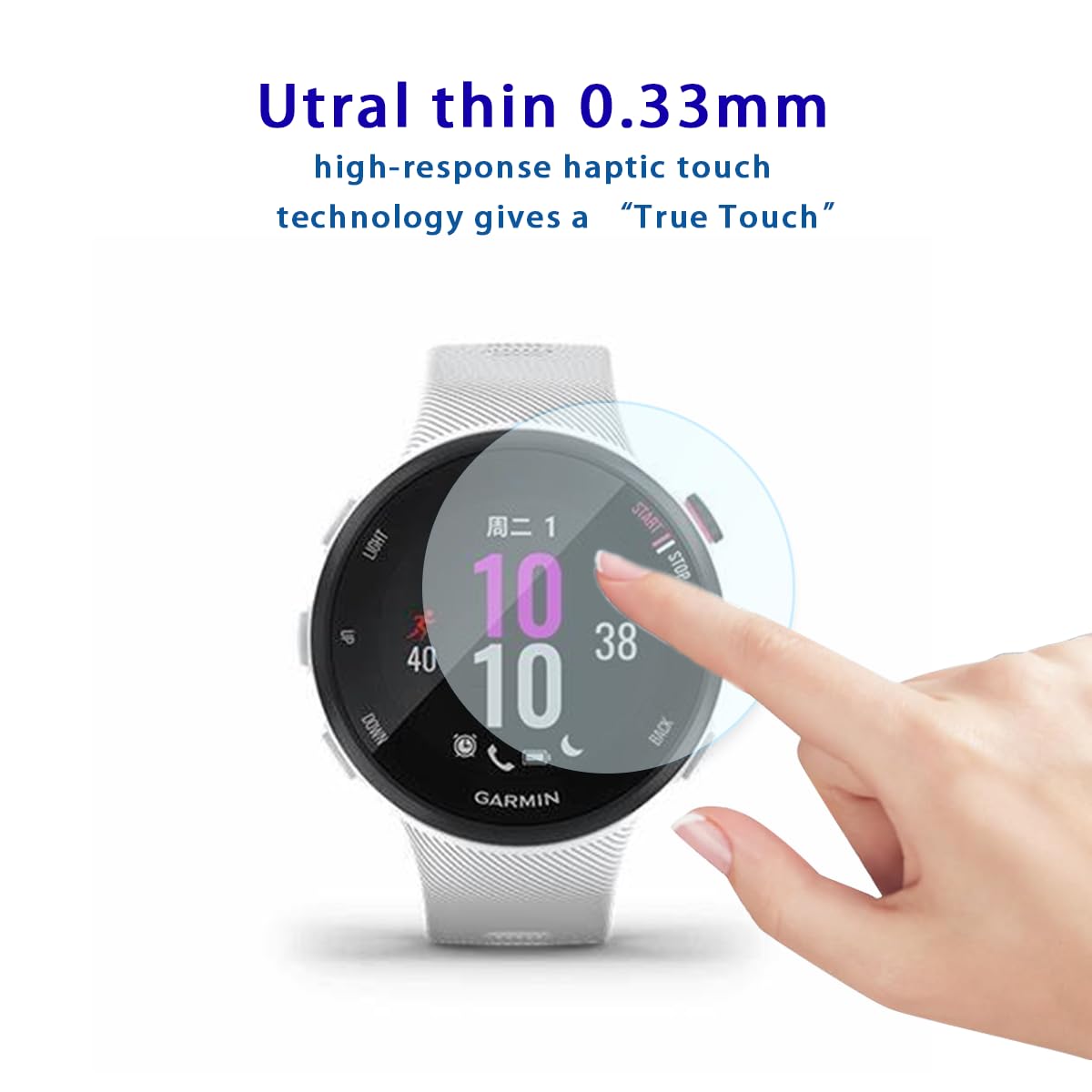 Screen Protector For Garmin Forerunner 55 45 45S Smartwatch Tempered Glass Film, 9H Hardness,Anti-Scratch,High Definition,Bubble