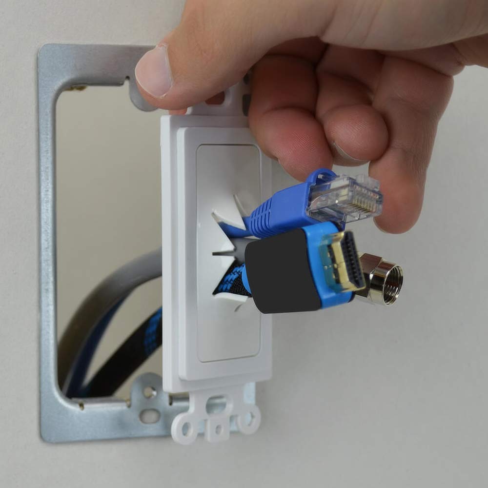 Cmple   Decora Wall Plate 1 Gang Insert With Flexible Opening Single Gang Decor Wall Plate   White   (10 Pack)