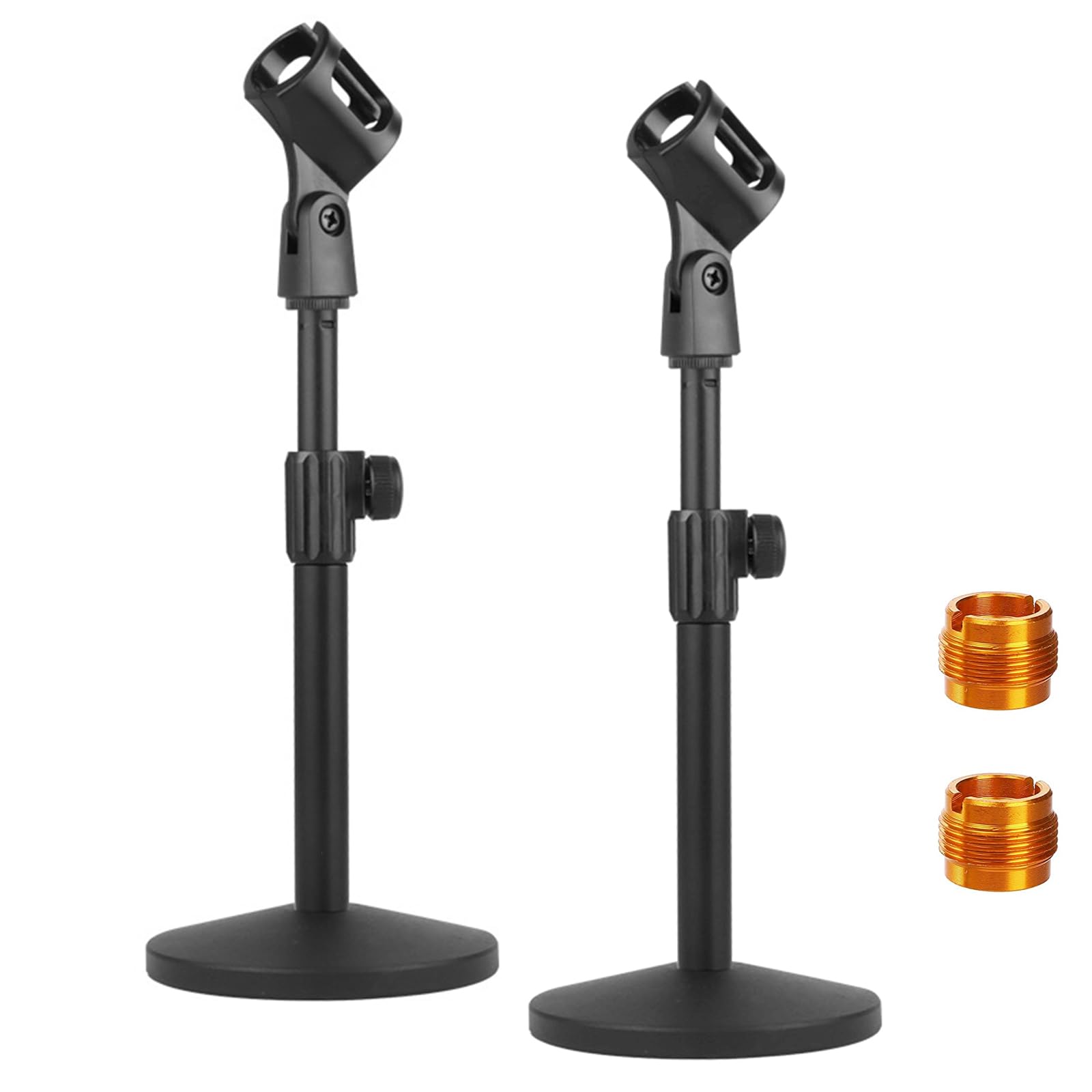 Youeon 2 Pack Desktop Mic Stand With Mic Clip, Adjustable Microphone Stand Table Mic Stand For Snowball, Spark, Other Microphone