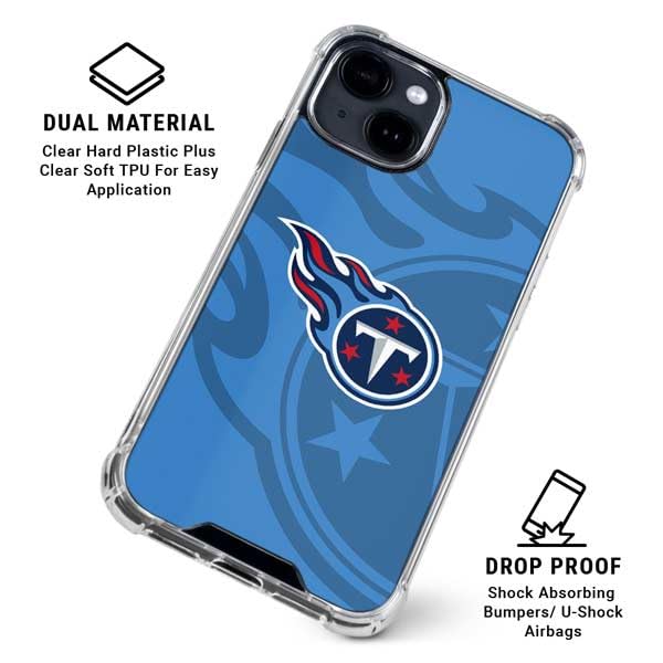 Skinit Clear Phone Case Compatible With Iphone 14   Officially Licensed Nfl Tennessee Titans Double Vision Design