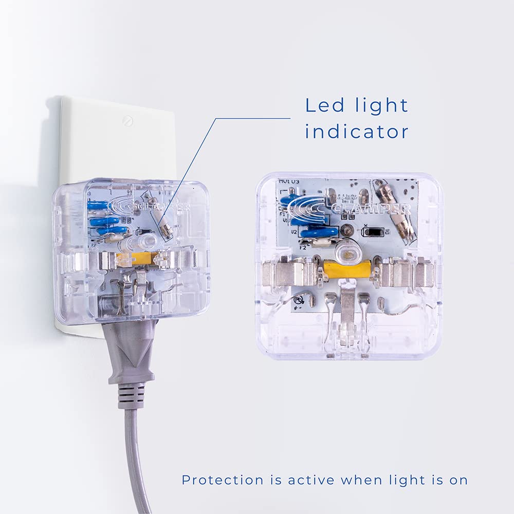 Clamper 3 Outlet Surge Protector 1800 Joules, 1875W, For Tv, Pc, Xbox, Ps5, Refrigerators And Other Appliances (Compact Wall Sur