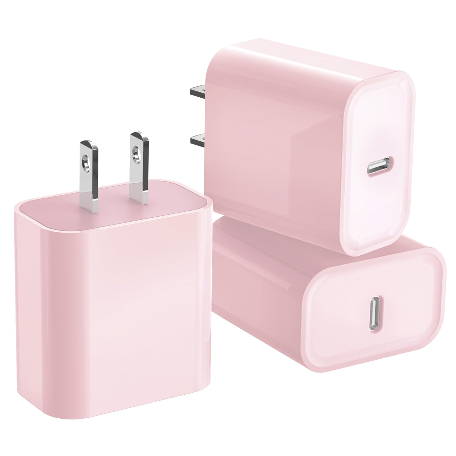 3Pack Iphone 16/15 Charge Block,Usb C Charger, Pink Charger Adapter,Quick Fast Charger Pd Adapter Plug 20W Power Delivery Type C