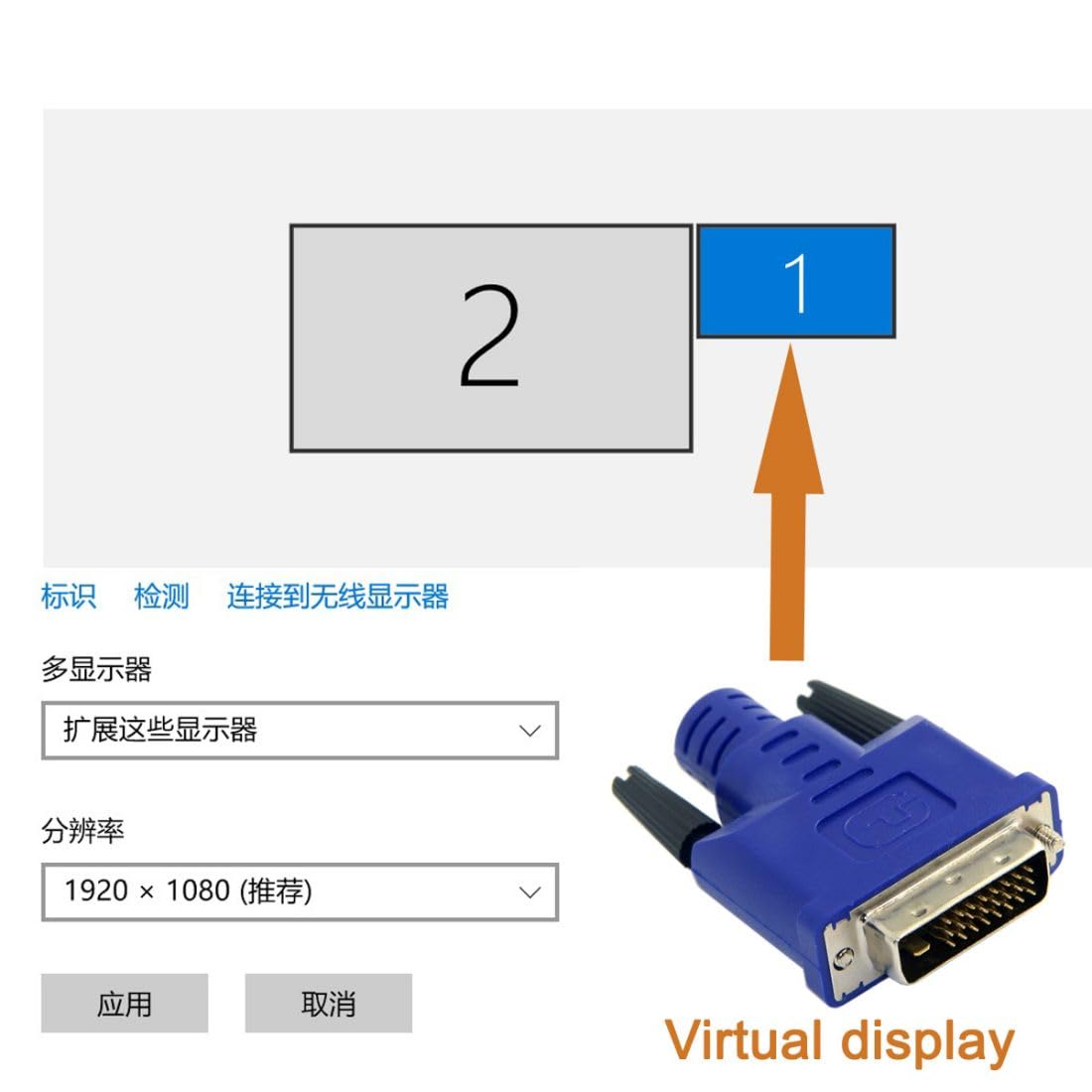 Chenyang Dvi Virtual Display Adapter Dvi Ddc Edid Dummy Plug Headless Ghost Display Emulator 2560X1600P@60Hz