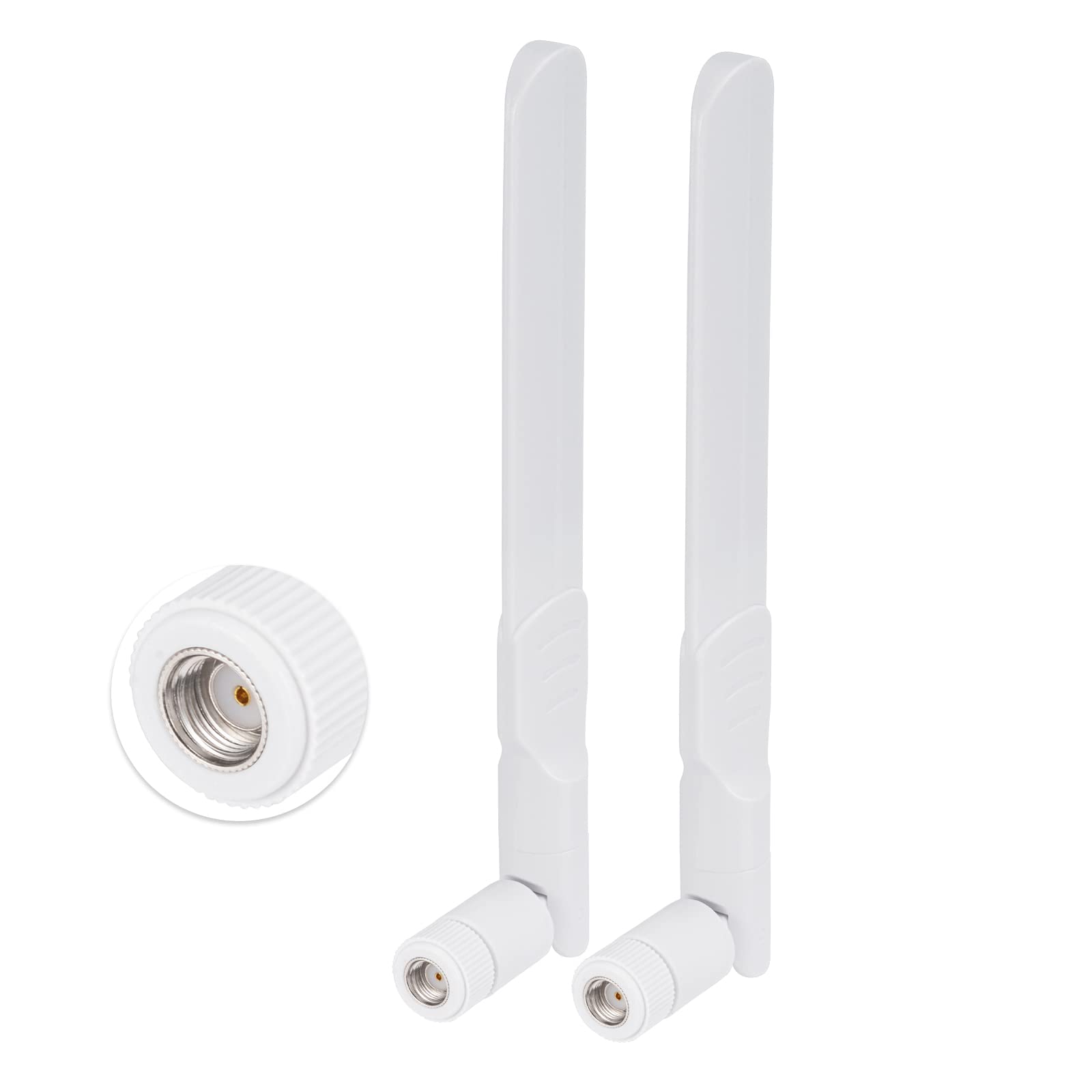 Bingfu Dual Band Wifi 2.4Ghz 5Ghz 5.8Ghz 8Dbi Mimo Rp Sma Male White Antenna (2 Pack) For Wifi Router Wireless Network Card Usb
