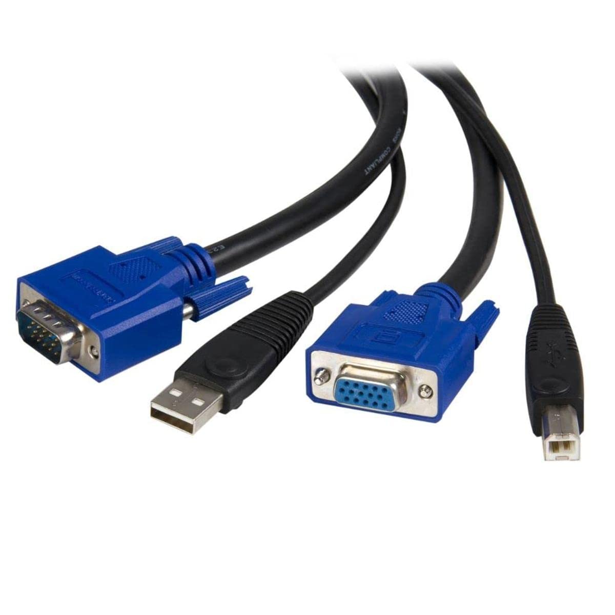 Startech.Com 10 Ft 2 In 1 Universal Usb Kvm Cable   10Ft Vga Kvm Cable   10Ft Usb Kvm Cable   10Ft Kvm Switch Cable (Svusb2N1_10