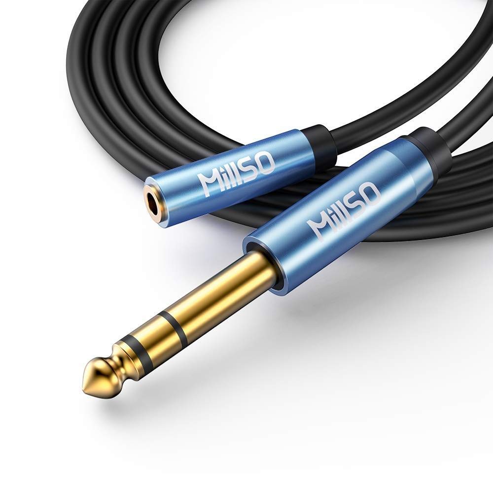 MillSO 1/4 to 3.5mm Headphone Adapter, 6.6 Feet TRS 6.35mm 1/4 Male to 3.5mm 1/8 Female Stereo Jack Audio Adapter for Amplifiers, Guitar Amp, Keyboard Piano, Home Theater, Headphones