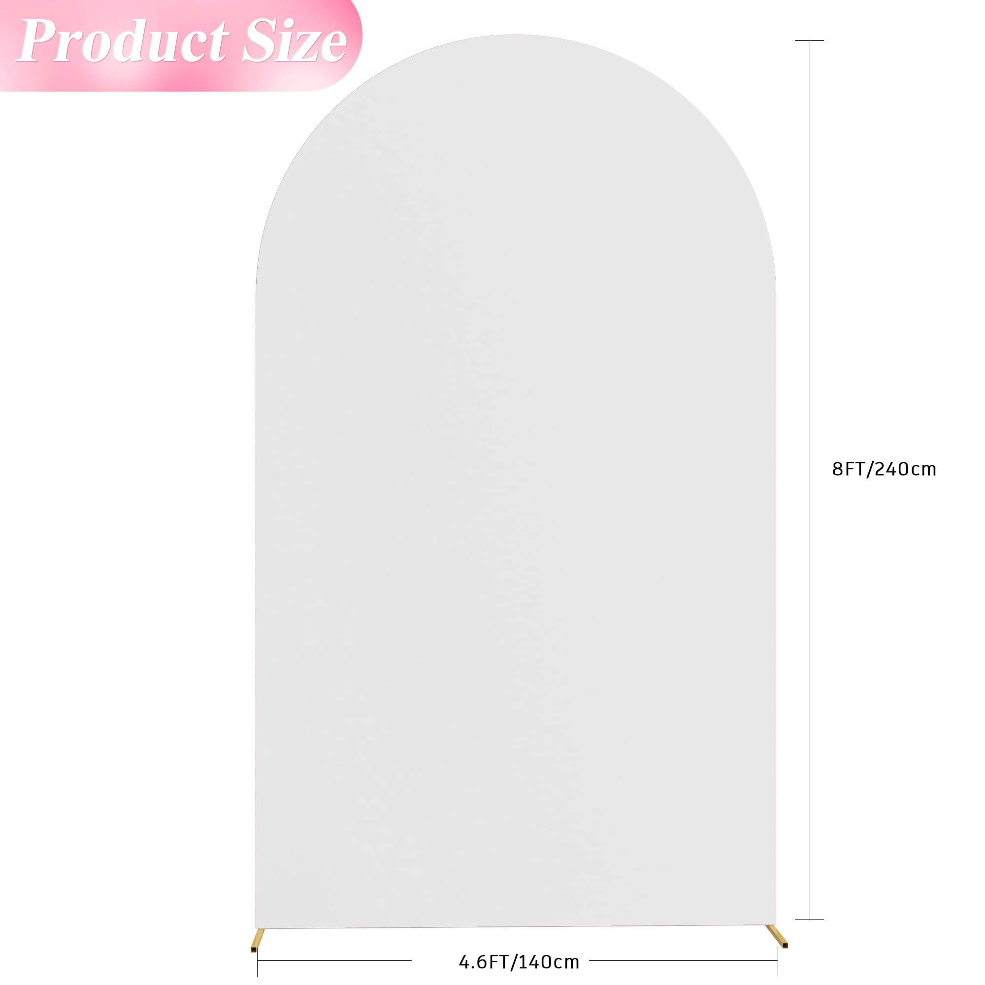 Wokceer Wedding Arch Cover 8Ft Spandex Fitted Wedding Arch Stand Covers Round Top Chiara Arch Backdrop Cover For Birthday Party