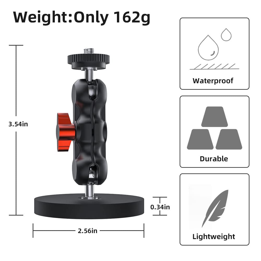 Surewo Magnetic Camera Mount For Gopro,Strong Magnetic Mount With 360� Rotation Ball Head Compatible With Gopro Hero 13 12 11 10 9 8 7 6 5 Black,Dji Osmo Action 5 Pro/4/3,Akaso And More