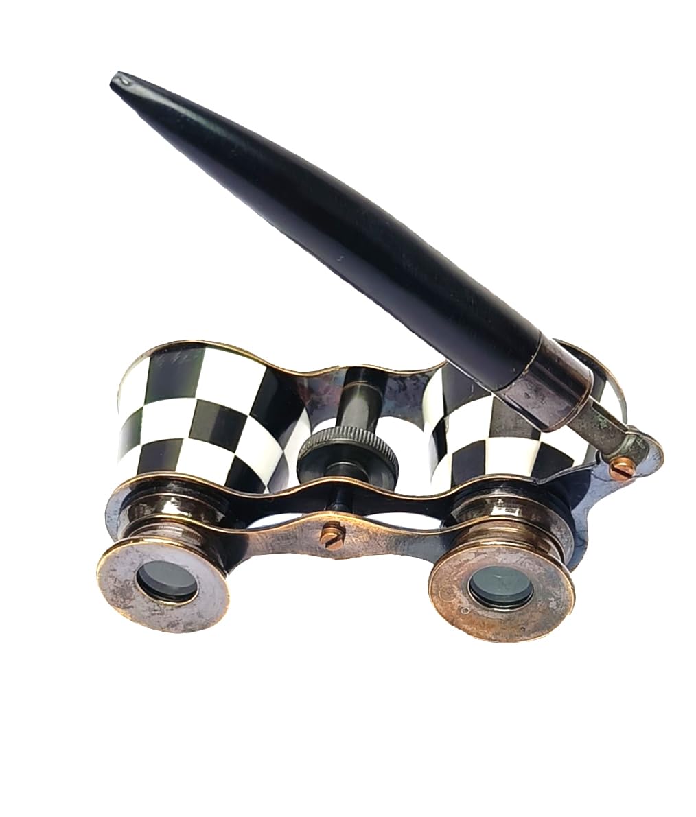 Sifaat World 2.5 Inches Opera Glasses Binoculars For Adults  Captain'S Mother Of Pearl Solid Brass Opera Binoculars With Handle